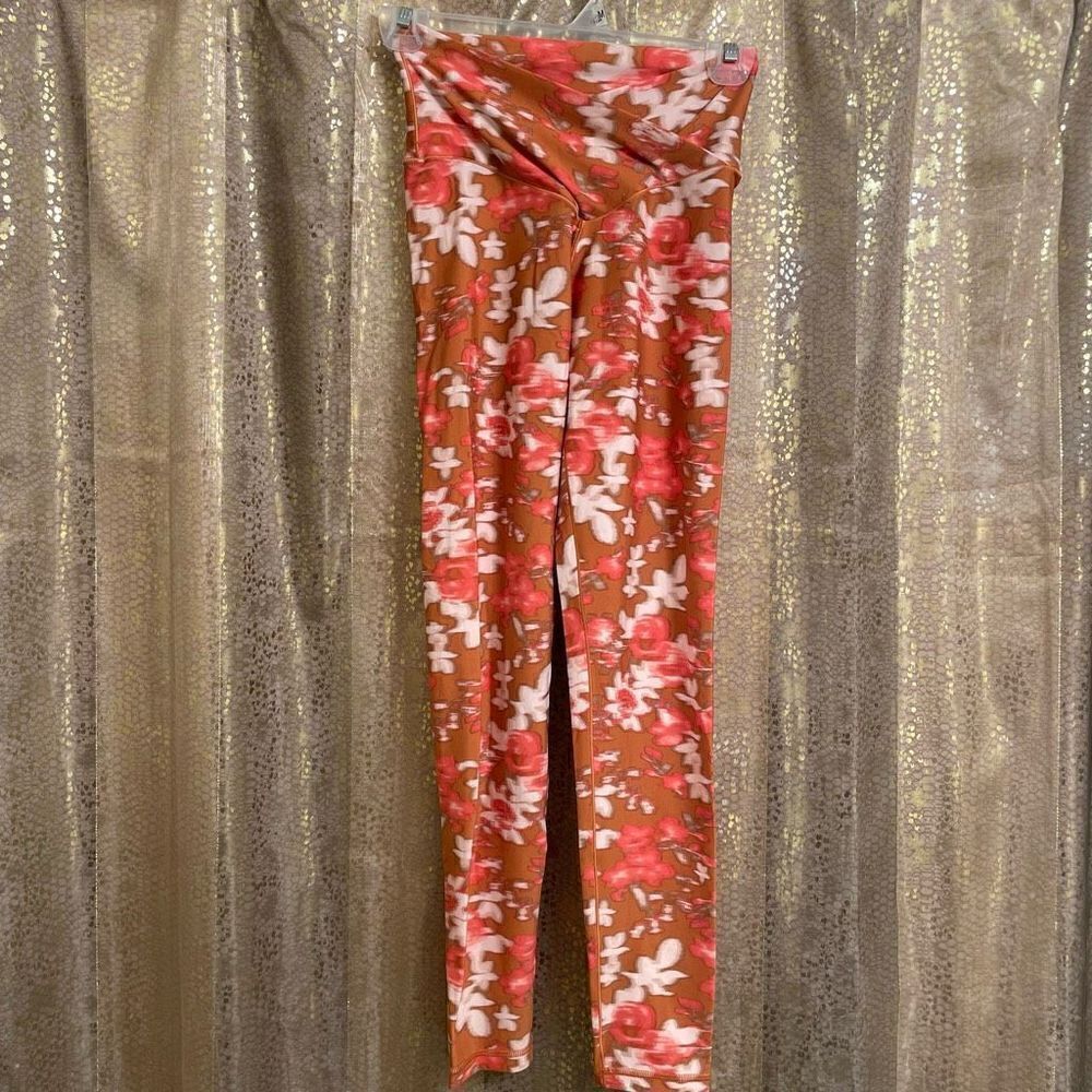 Aerie OFFLINE Burnt Orange Floral Fall Crossover Hi waist 7/8 Leggings, Medium